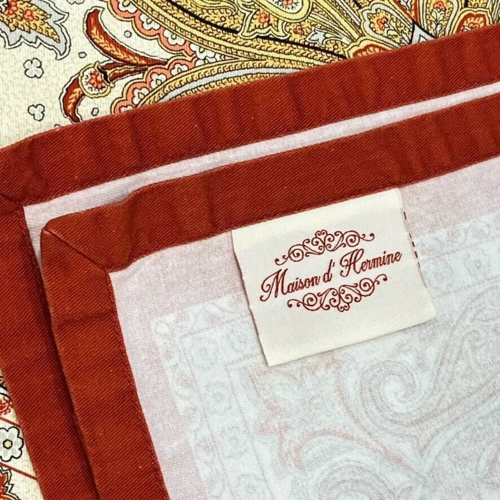 Maison d'Hermine Paisley Cotton Tablecloth 58X61 Red Brown Rustic Farmhouse